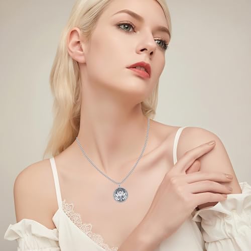 Evil Eye Necklace for Women 925 Sterling Silver, Protection Necklace with Blue Evil Eye Charm, Evil Eye/Lotus Pendant Jewelry, Birthday Christmas Gifts for Her - style: Lotus Evil Eyes 10