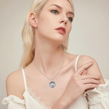 Evil Eye Necklace for Women 925 Sterling Silver, Protection Necklace with Blue Evil Eye Charm, Evil Eye/Lotus Pendant Jewelry, Birthday Christmas Gifts for Her - style: Lotus Evil Eyes 10