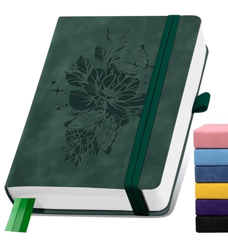 Lined Journal Notebook 365 Pages, A5 Leather Journals for Writing Women & Men, Hardcover Notebook with 100GSM Thick Paper, Daily Journal Notebook for Travel, Work, School, Note Taking, College Ruled - color: Green, size: Ruled-A5
