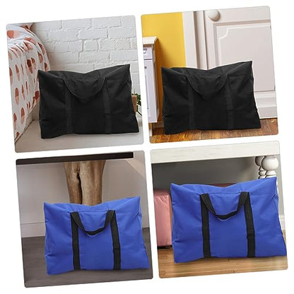 GALPADA 2pcs Oxford Cloth Quilt Storage Bag Heavy-duty Multi-use Organizer for Moving Travel and Home Zipper Closure Carrying Handles Blue Black
