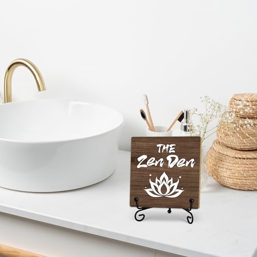 Buddha The Zen Den Quote Desk Decor, Funny Office Inspirational Gifts for Family Friends, Meditation Room Tabletop Decor, Zen Home Office Wooden Plaque Sign with Stand (J02) - style: The Zen Den