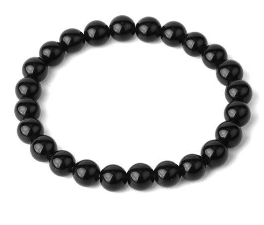 8mm Natural Stones Strand Bracelets Single Color Round Beaded Elastic Bracelet for Women Jewelry - color: Wooden Line Stone