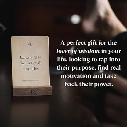 The Philosopher’s Deck - 52 Daily Stoic Motivational Cards with Display Stand and Journal Prompts Designed for Personal Growth, Gifts for Men and Women, Perfect Office Decor for Men