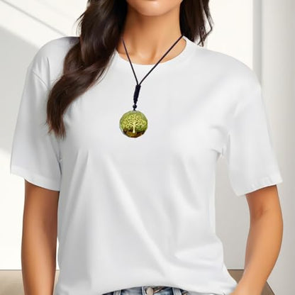 EDEN'S CALL Orgone Necklace, Tree of Life Orgonite Healing Crystal Stone Pendant Necklace for Spiritual Healing and Meditation Energy Talisman Sacred Geometry Tiger's Eye Necklaces - color: Clear Green/Peridot + Tiger's Eye