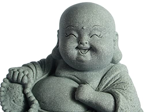 Little Buddha Statue for Home, Laughing Buddha Statue - Stone Meditation Zen Decor, Handmade Baby Buddha Figurine, Buda Indoor/Outdoor Aquarium Tank Desktop Decoration (Buddha Sculpture) - color: Happy Buddha, size: Small