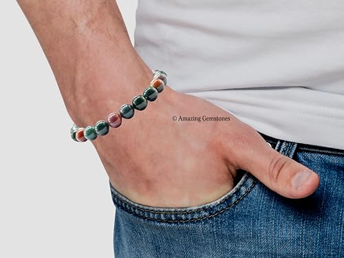 Amazing Gemstone Crystal Bracelet for Women Men's Gifts - Protection Healing Crystal Bracelet - 8mm Gemstone Beaded Stretchable Bracelet Pulseras Para Hombres Mujer Stocking Stuffers Mothers Day Gift (Bloodstone) - color: Bloodstone