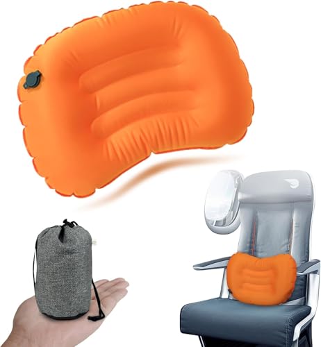 Lumbar Travel Pillow,Compact Adjustable Air Lumbar Support Pillow for Car Ride,Train or Airplane Trip,Versatile Inflatable Pillow for Backpacking Camping and Sleeping