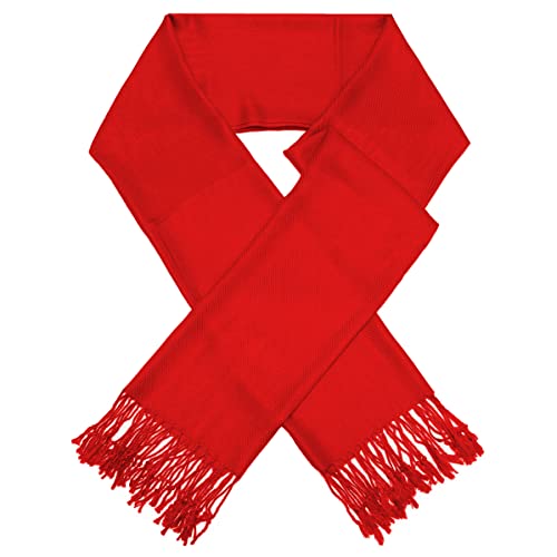 Glory Max Women Large Soft Silky Pashmina Shawl Wrap Scarf in Plain Solid Colors - color: Red