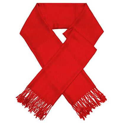Glory Max Women Large Soft Silky Pashmina Shawl Wrap Scarf in Plain Solid Colors - color: Red