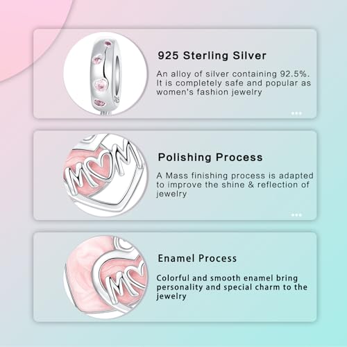 Prayer Cross Elephant Airplane Suitcase Charm 925 Sterling Silver Charms fits for Bracelets Necklace Pendant Bead Charms Jewelry Gift for Women Family - color: Mom Script Heart Charm