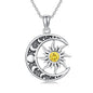 Sun and Moon Necklace 925 Sterling Silver Sun Moon Pendant Gemstone Jewelry Gifts for Women - style: November