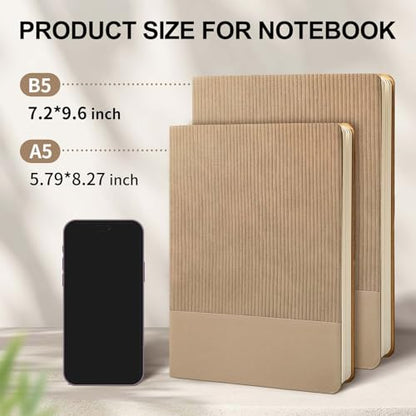 Lined Journal Notebook for Work College Ruled Notebook 5.79" x 8.27" A5 PU Leather Daily Journaling Notebook 216 Pages for Women Men Daily Writing Business School Travel Gift (Khaki) - color: 01-Khaki-1pack, style: A5 Lined 216pages