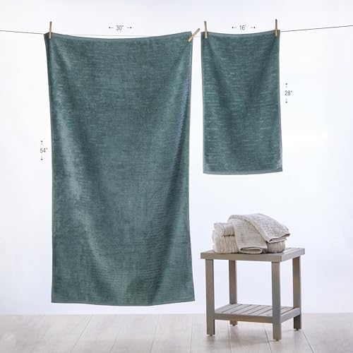 SKL Home CloudSoft Cotton Luxury Hand Towel 2pc Set for Bath/Kitchen/Bar & Gift, Teal
