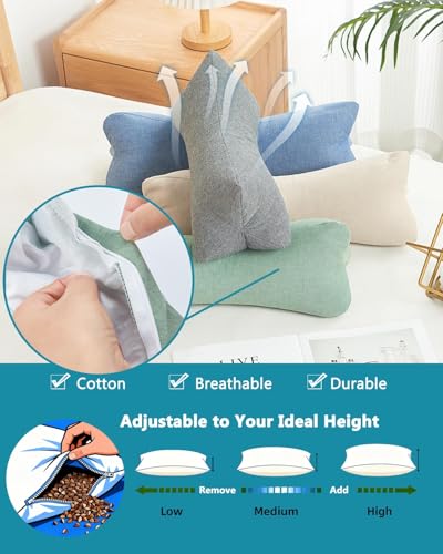Buckwheat Pillow - Cervical Neck Support Pillows for Sleeping, 15.7"x5.9" Adjustable Neck Roll with Buckwheat Hulls for Neck Pain Relief, Small Cylinder Pillow, Beige - color: Petal-beige
