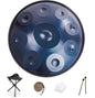 Handpan 22 Inches Drum Set, 440Hz 12 Notes Hand Drum Instrument, Premium Steel Hand Drum, Includes Carrying Case, Drumsticks, Spiral Wraps, Instruction Guide (22 Inches -10 Note -Blue) - size: 22 Inches - 10 Notes - Blue