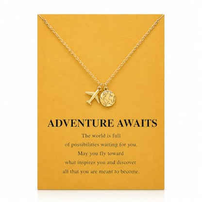 Zealmer Dainty 18K Gold Plated Compass World Map Pendant Necklace Graduation Gift for Friends - style: Anchor