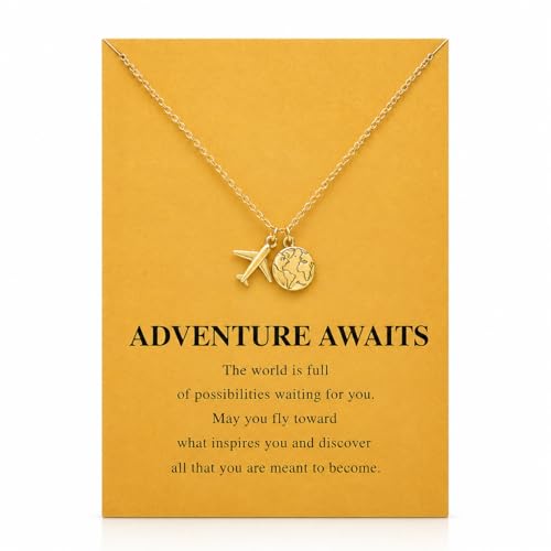 Zealmer Dainty 18K Gold Plated Compass World Map Pendant Necklace Graduation Gift for Friends - style: Anchor