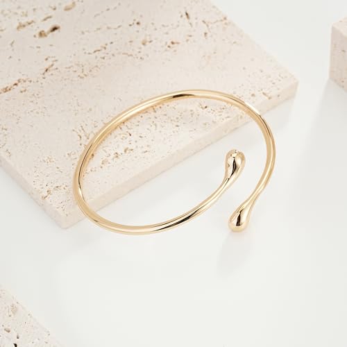 Sylph Gold Bracelets for Women, Chunky Bangle Bracelet Open Cuff/Teardrop Bangles Hypoallergenic Dainty Minimalist Jewelry for Everyday Wear - style: Gold Teardrop