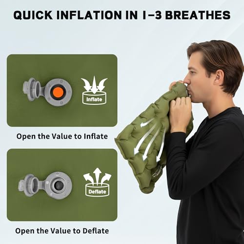 EULANT Inflatable Seat Cushion Lightweight Compact Stadium Seat Pad Camping Travel Air Seat Cushion for Airplane Hiking Bleachers Office Home Sports Events(Green) - color: Green