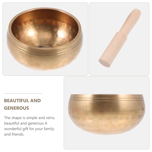 Meditation Bowl Set Lightweight Portable Golden Singing Sound Holder with Stick and Gasket for Yoga Relaxation Stress Relief and Chakra Healing Therapy