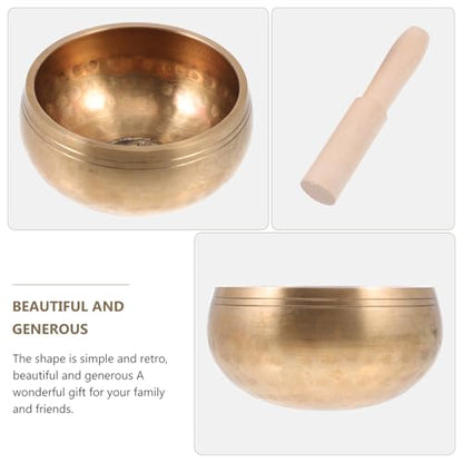 Meditation Bowl Set Lightweight Portable Golden Singing Sound Holder with Stick and Gasket for Yoga Relaxation Stress Relief and Chakra Healing Therapy