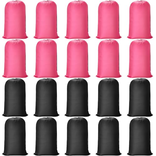 Nuogo 20 Pcs Laundry Bag Washable Travel Laundry Bags with Drawstring Lock Closure Large Heavy Duty for Camping Tent Blankets Dirty Clothes Yarn Fabric Storage, 38 x 24 Inches(Black, Pink) - color: Black, Pink