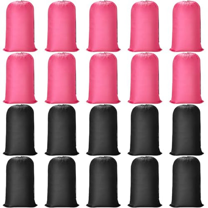 Nuogo 20 Pcs Laundry Bag Washable Travel Laundry Bags with Drawstring Lock Closure Large Heavy Duty for Camping Tent Blankets Dirty Clothes Yarn Fabric Storage, 38 x 24 Inches(Black, Pink) - color: Black, Pink