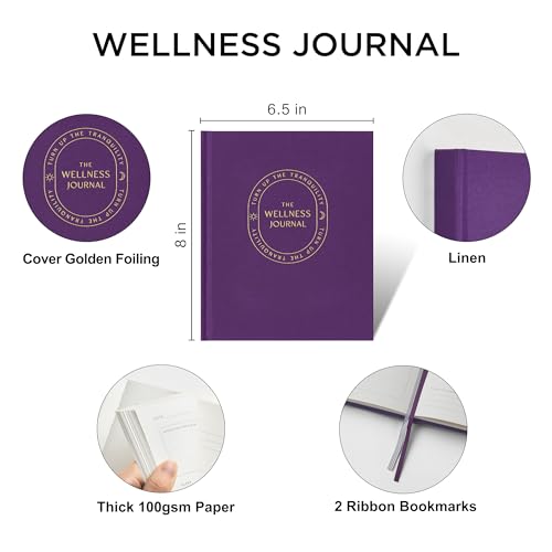 &And Per Se Wellness Journal, Self Care & Daily Journal for Women, Mental Health Planner with Habit Tracker, Diet & Goals, Undated, Gift-Ready (Purple) - color: F-Purple