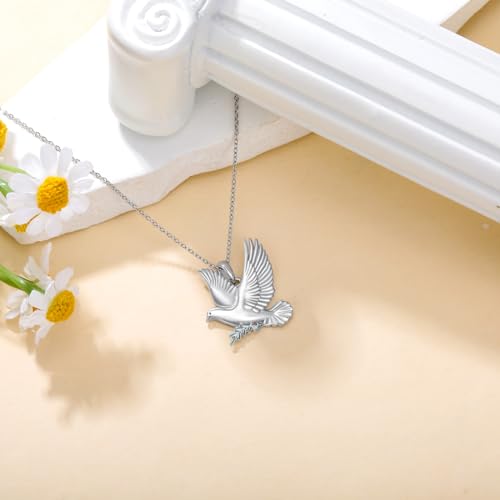 Hummingbird/Phoenix/Owl/Dove/Flamingo/Raven/Blue Jay/Cardinal/Peacock/Eagle/Parrot/Robin Necklace for Women 925 Sterling Silver Bird Pendant Necklace Animal Jewelry Gift for Mother Wife - style: Dove Necklace