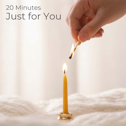 Mindful Meditation Candle Set with 12 Mini Taper Beeswax Candles with Brass Holder for Prayer & Reflection, Relaxation Gifts for Women Stress, Serenity Thinking of You Gift (3 Sets) - size: 3 Pack