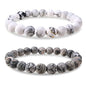 Bivei Natural Gemstone Semi Precious Healing Crystals Handmade Stretchy Round Beads Bracelet,Stocking Stuffers for Women Enhance Positive Energy - color: 8mm Howlite & Picasso Jasper (Good Sleep), size: Small: 6.5-6.7 inch