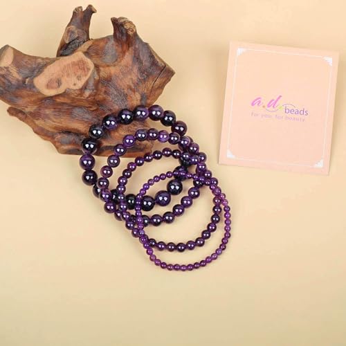 AD Beads Handmade Gemstone Stretch Elastic Bracelet Crystal Healing Reiki Nature's Beauty and Spiritual Essence Unisex - color: Amethyst (Love Guardian), size: 6mm
