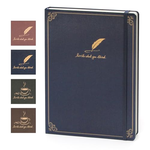 Hardcover Journal Notebooks Notebook Ruled Lined Writing Journal 7.5"x10.24" 212 Pages/80g for Writing Work Travel School Business Journaling Notebooks (Blue Quill) - color: Blue Quill, size: B5 (1 Pack)