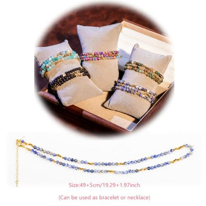 4mm Mini Beads Natural Stone Adjustable Bracelet For Women, Energy Charm Jewelry, Birthday Gift - color: Blue Dot