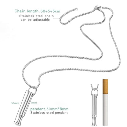 Breathing Necklace for Calm & Focus - Personal Essential Oil Diffuser for Anxiety Relief, Quit Smoking, Yoga and Meditation - Reusable Stainless Steel Pendant for Women Men - color: Silver