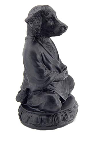Bellaa 29608 Meditating Dog Statue Cute Zen Buddha Yoga Pose Monk Namaste Mindfulness Tranquility Peacefulness Indoor Living Room Decor Outdoor Fairy Garden Sculpture Gnome Figurine