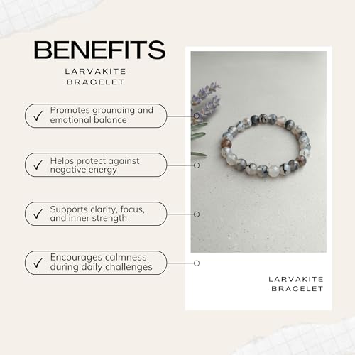 The Alchemist's Arcanum Adjustable Beaded Wrist Accessory for Men and Women, Stretch Fit Stone Bead Jewelry for Daily Wear and Gifting - color: Larvakite