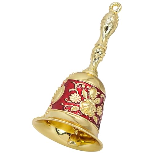 Handbell, Small Hand Bell Hand Call Bells Wedding Bells, Table Bell Service Bell for Restaurant, Hotel, Shops, Pet Training Bell, Christmas Bells (Golden Red)