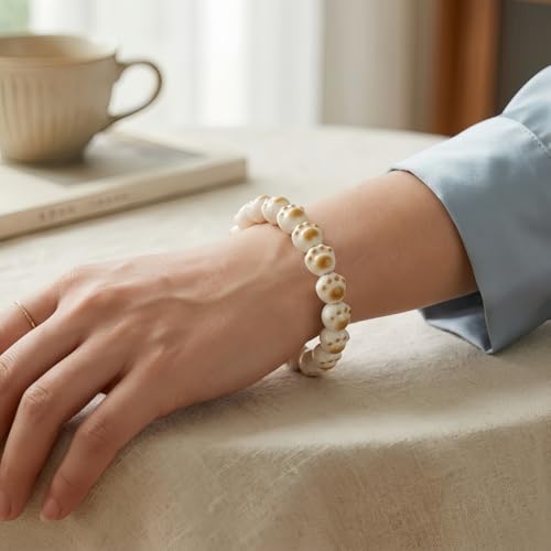 MUDI Bracelet For Women, Bodhi Seed Beads Bracelets Fidget Healing Energy Protection Stretch to My Man Jewelry Gift - color: Brown Paw Print
