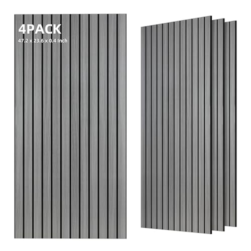 TO-TH Wood-Look Acoustic Panel, 4 Pack 47.2” x 23.6” Soundproof Wall Panels, Decorative Sound Absorbers Large Acoustic Panels for Home, Office, Basement, Gray Oak - color: Gray Oak, size: 4 pcs - 47.2'' * 23.6''