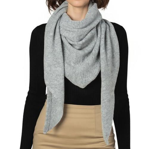 RIIQIICHY Shawl Wrap Women Pashmina Triangle Cape Knit Sweater Scarf for Fall Winter Fashion Accessory - color: Light Grey