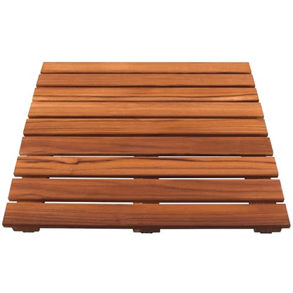 VaeFae Teak Shower Mat, Non-Slip Bath Mat, Luxury Spa Mat, Wooden Mat for Bathtub, 20 x 20 in - size: 20" x 20" (Square)
