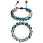 LANG XUAN Beaded Stretch Bracelets for Women Men Healing Crystal Stone Bracelet Bead Adjustable Unisex Gemstones Bracelets 10MM Weave Jewelry Gifts - color: 2pcs Yellow blue