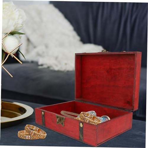 ABOOFAN 1Pc Retro Wooden Sundries Storage Box Bamboo Square Organizer for Desktop Jewelry Cosmetics and Stationery Home Office Use