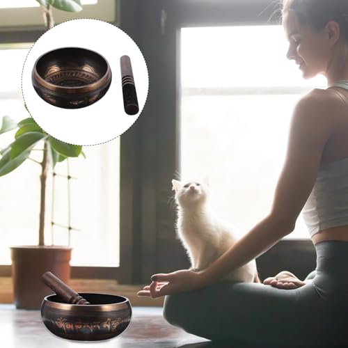 BESTonZON Tibetan Meditation Singing Bowl with Wooden Mallet High Resonance Sound for Yoga Relaxation Music Therapy and Home Decoration