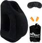 Skyrest®️ Inflatable Travel Pillow for Buses, Comfortably Support Head, Air Pillow for Sleeping to Avoid Neck, Lumbar and Shoulder Pain, Pillows for Airplanes Buses Cars Office (Black)