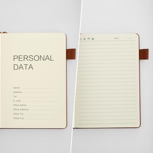 M&G Lined Journal Notebook for Men Women, 256 Pages A5 Hardcover Leather Journal, 80GSM Thick College Ruled Paper for School and Work Travel Note Taking 5.7" x 8.3", Brown