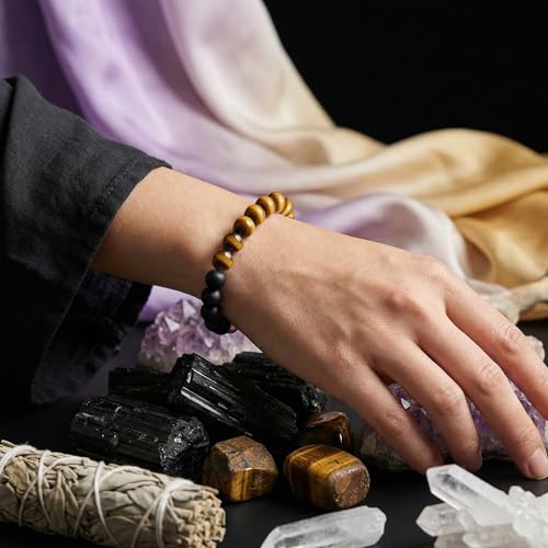 Bivei Protection Bracelet, Strength Crystal Healing Bracelet 8MM - Spiritual Stretch Beaded Jewelry for Women Men Gift - color: No Negativity