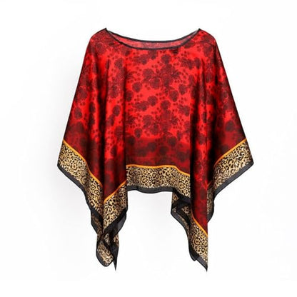 Women's Satin Cover Up Short Poncho Tops Sheer Chiffon Boho Pashmina Shawl Beach Soft Shawl - color: Style12
