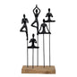 Decorative Yoga Figurines Sculpture, 20-Inch Height, Black Metal on Mango Wood Base, Tabletop Zen Art Decor, Meditation Room Accent